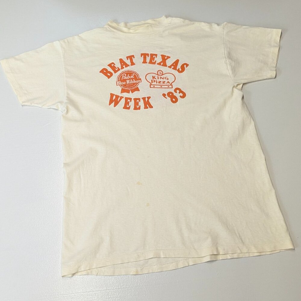 Extremely Vintage U of A Fayetteville Beat Texas Week King Pizza Tee 1983 XL